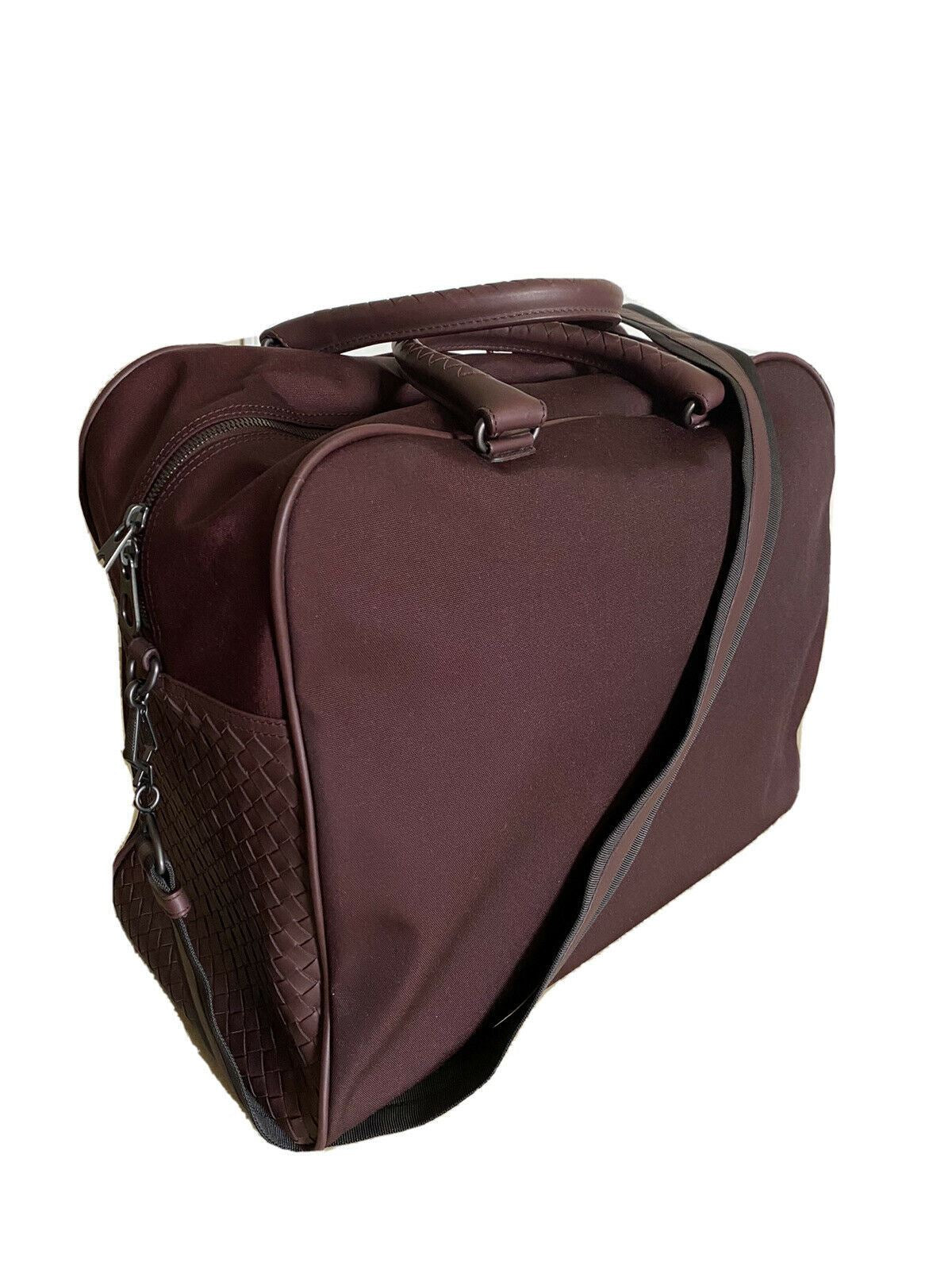 New $2750 Bottega Veneta Men Leather/Canvas Travel Bag Burgundy Italy