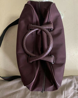 New $2750 Bottega Veneta Men Leather/Canvas Travel Bag Burgundy Italy