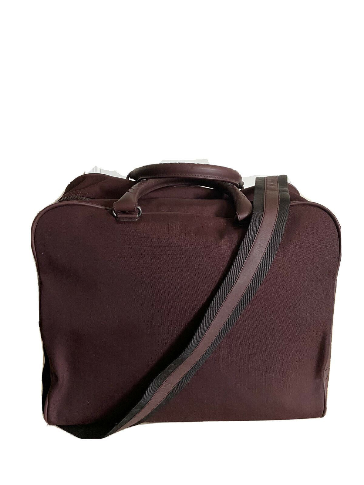 New $2750 Bottega Veneta Men Leather/Canvas Travel Bag Burgundy Italy