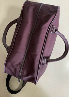 New $2750 Bottega Veneta Men Leather/Canvas Travel Bag Burgundy Italy