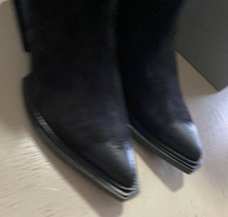 NIB $1090 Balenciaga Women Sanding Suede Western Boots Shoes Black 9 US( 39 Eu )