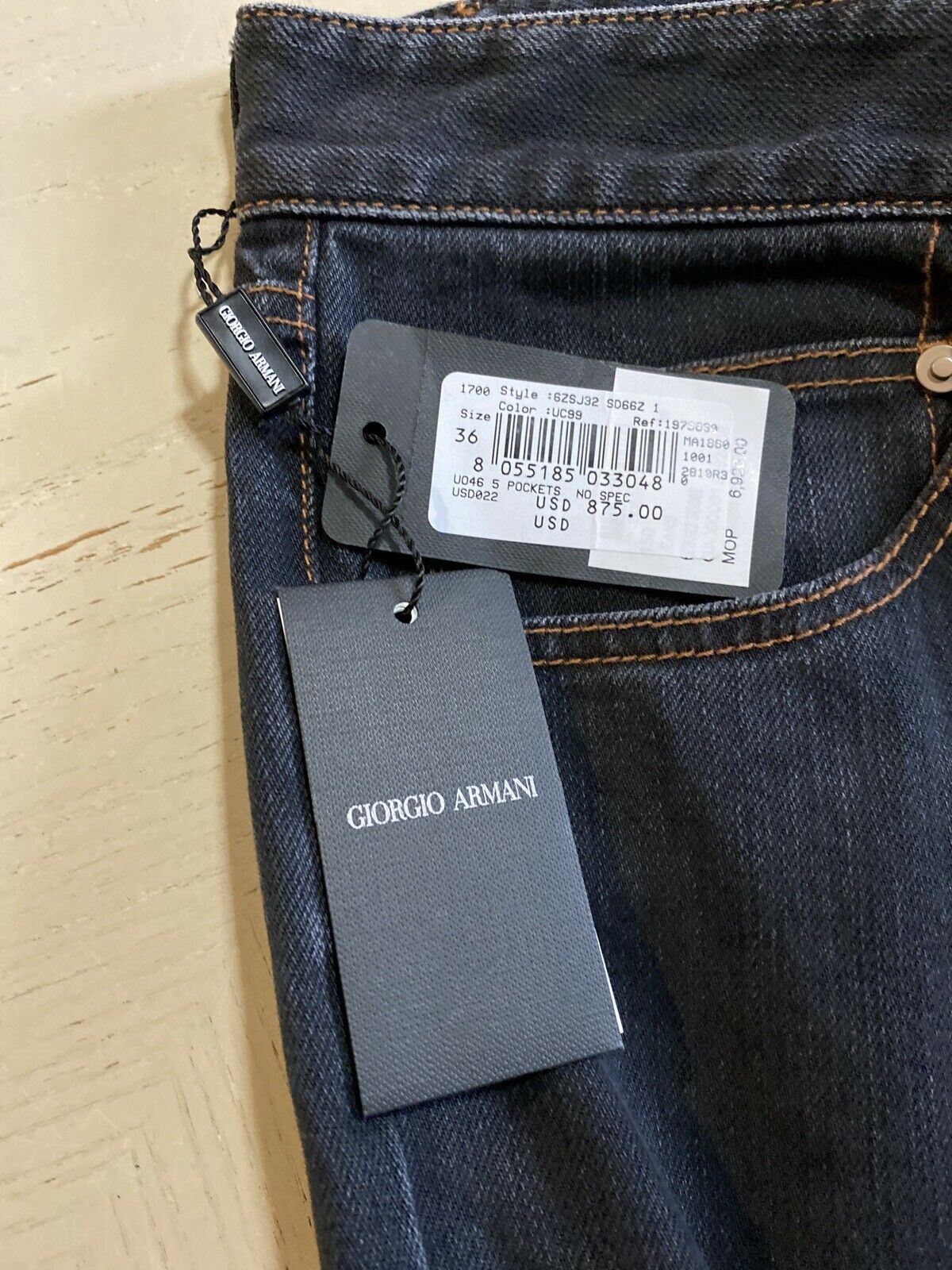 NWT $875 Giorgio Armani Men Jeans Pants  Black 36 US ( 52 Eu ) Italy