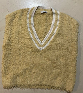 Neu $2142 Brunello Cucinelli Damen Pullover aus strukturierter Baumwollmischung Braun L Italien