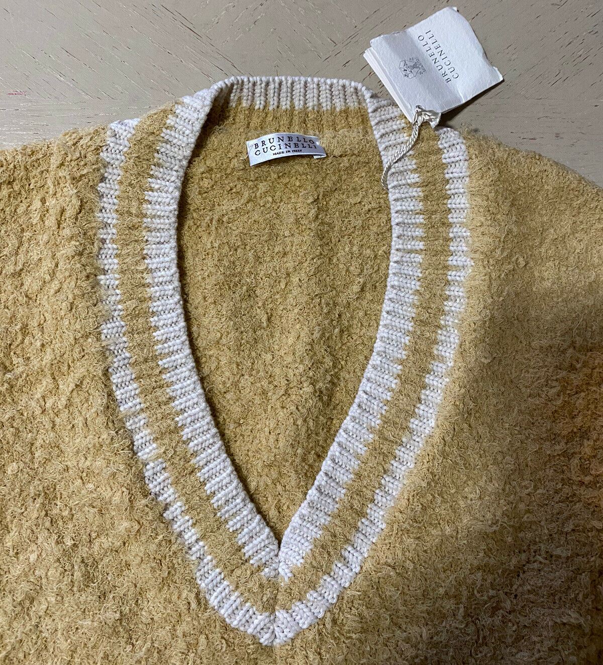 New $2142 Brunello Cucinelli Women Textured Cotton Blend Sweater Brown L Italy