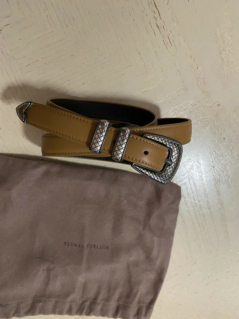 New $610 Bottega Veneta Mens Leather Belt 509418 Brown 90/36 Italy