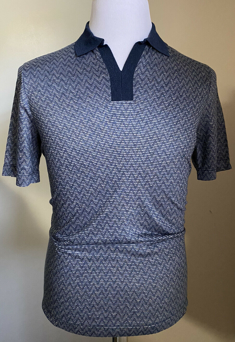 NWT $745 Мужская рубашка поло Giorgio Armani синяя L США (52 евро) Италия