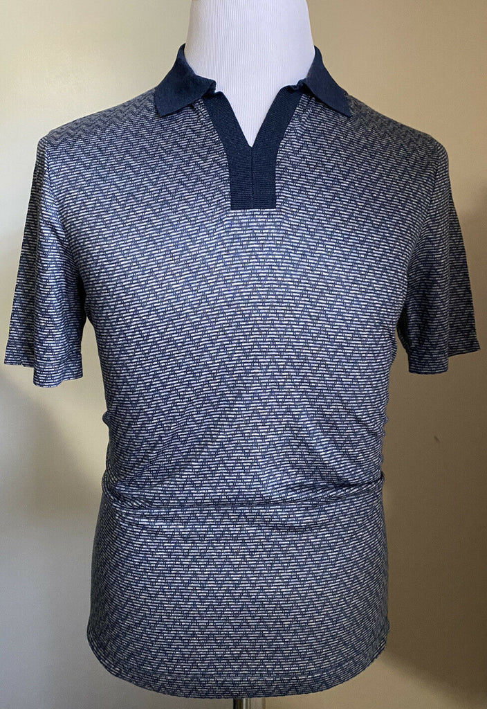 Neu mit Etikett: 745 $ Giorgio Armani Herren-Poloshirt Blau L US (52 Eu) Italien
