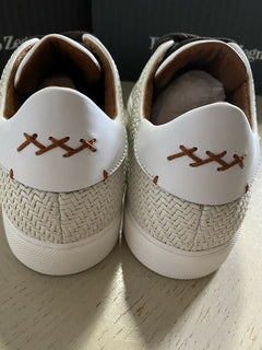 Neue 995 $ Ermenegildo Zegna Couture Leder-Sneakers Schuhe Weiß 11 US Italien