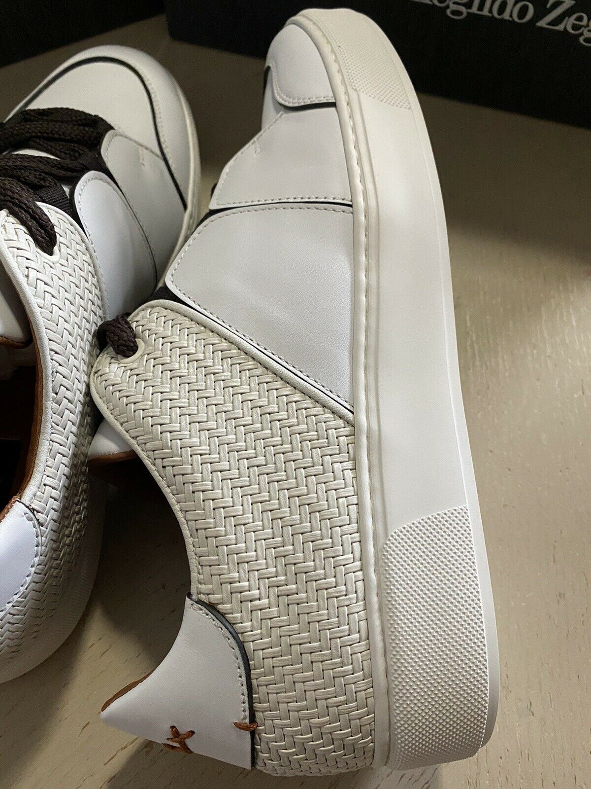 Neue 995 $ Ermenegildo Zegna Couture Leder-Sneakers Schuhe Weiß 11 US Italien
