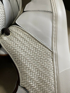 Neue 995 $ Ermenegildo Zegna Couture Leder-Sneakers Schuhe Weiß 11 US Italien