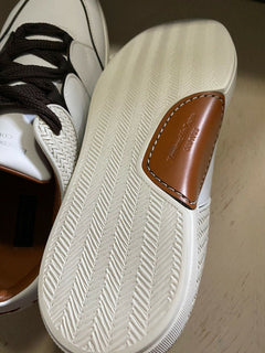 Neue 995 $ Ermenegildo Zegna Couture Leder-Sneakers Schuhe Weiß 11 US Italien