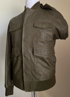 New $4700 Bottega Veneta Mens Leather Jacket Coat Green 38 US ( 48 Eu ) Italy