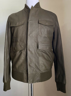 New $4700 Bottega Veneta Mens Leather Jacket Coat Green 38 US ( 48 Eu ) Italy