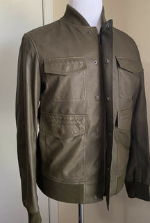 New $4700 Bottega Veneta Mens Leather Jacket Coat Green 38 US ( 48 Eu ) Italy