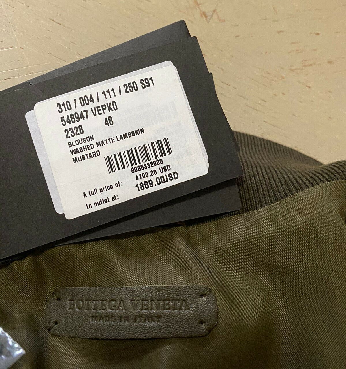 New $4700 Bottega Veneta Mens Leather Jacket Coat Green 38 US ( 48 Eu ) Italy