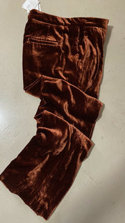 New $1995 Brunello Cucinelli Women Velvet Full-Length Pants Brown 10 US/46 It