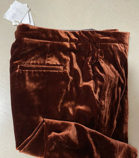 New $1995 Brunello Cucinelli Women Velvet Full-Length Pants Brown 10 US/46 It