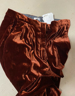 New $1995 Brunello Cucinelli Women Velvet Full-Length Pants Brown 10 US/46 It