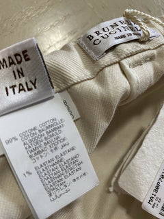 Neu $1525 Brunello Cucinelli Damen Cargo-Style-Gürtelhose Elfenbein 8 US/44 It