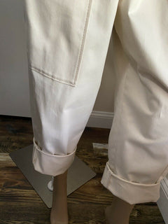 Neu $1525 Brunello Cucinelli Damen Cargo-Style-Gürtelhose Elfenbein 8 US/44 It
