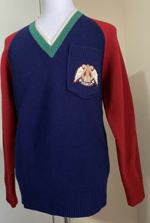 Neu mit Etikett: 1200 $ Gucci Herren-Wollpullover mit V-Ausschnitt Rot/Blau/Grün L Italien