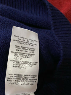 Neu mit Etikett: 1200 $ Gucci Herren-Wollpullover mit V-Ausschnitt Rot/Blau/Grün L Italien