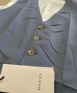 New $1520 Gucci Men Wool/Viscose Vest Gilet Blue 40 US ( 50 Eu ) Italy