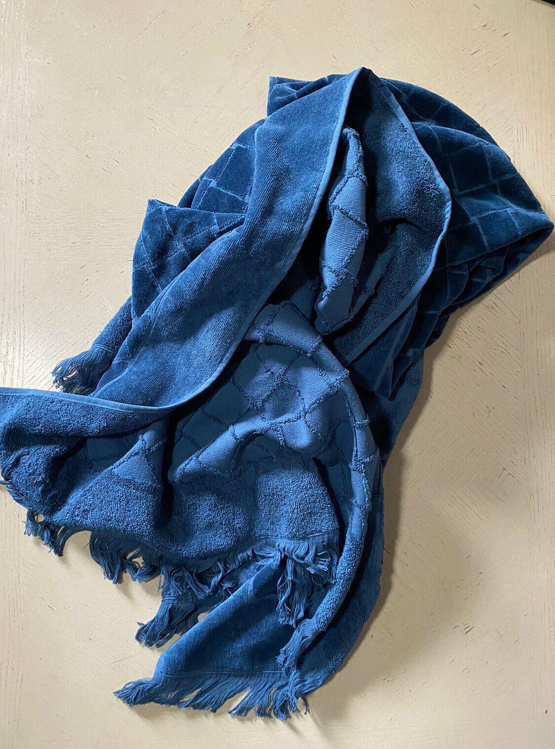 Bottega Veneta Blue Cotton Bath/Beach Towel 70 x 39.5 Made In Italy