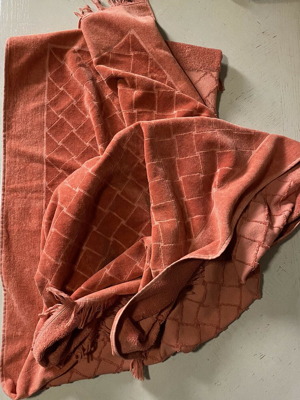 Bottega Veneta Orange Cotton Bath/Beach Towel 70 x 39.5 Made In Italy