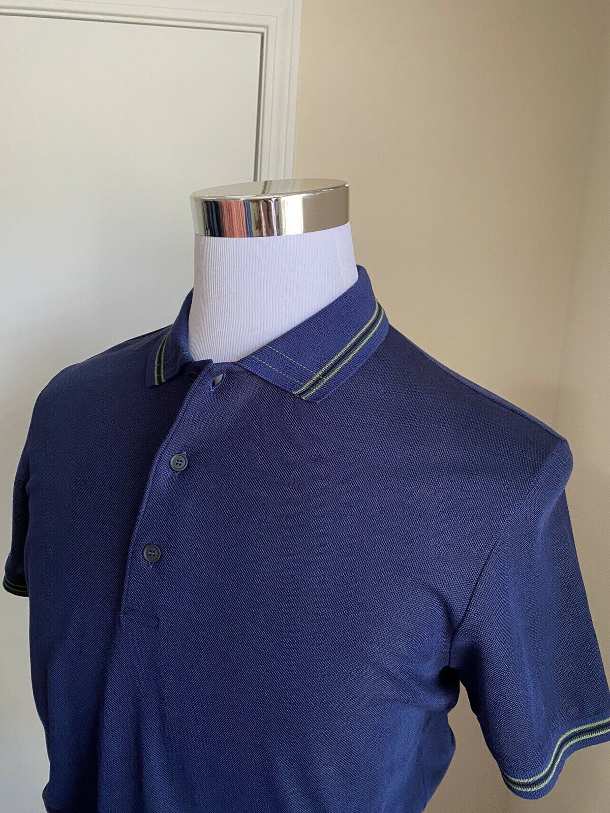 NWT $390 Bottega Veneta Mens Polo Shirt Blue XS US ( 44 Eu ) Italy