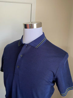 Neu mit Etikett: 390 $ Bottega Veneta Herren-Poloshirt Blau XS US (44 Eu) Italien