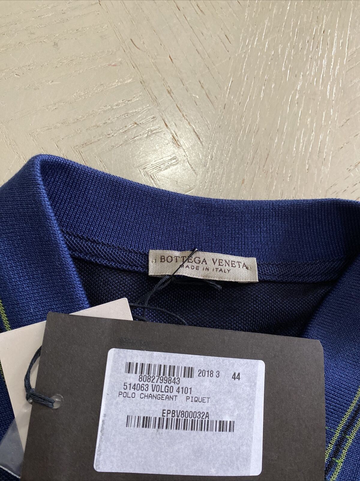 Мужская рубашка-поло Bottega Veneta, синяя, XS, 390 долларов США, США (44 ЕС), Италия