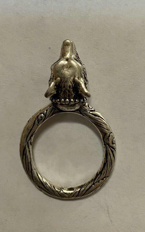 Neuer authentischer GUCCI Anger Forest Wolf Head Silberring Größe 8,25 US (17) Italien
