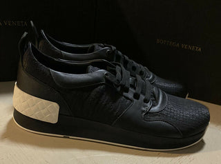NIB $690 Bottega Veneta Herren Textil/Leder Sneakers Schuhe Schwarz 10 US (43 Eu)