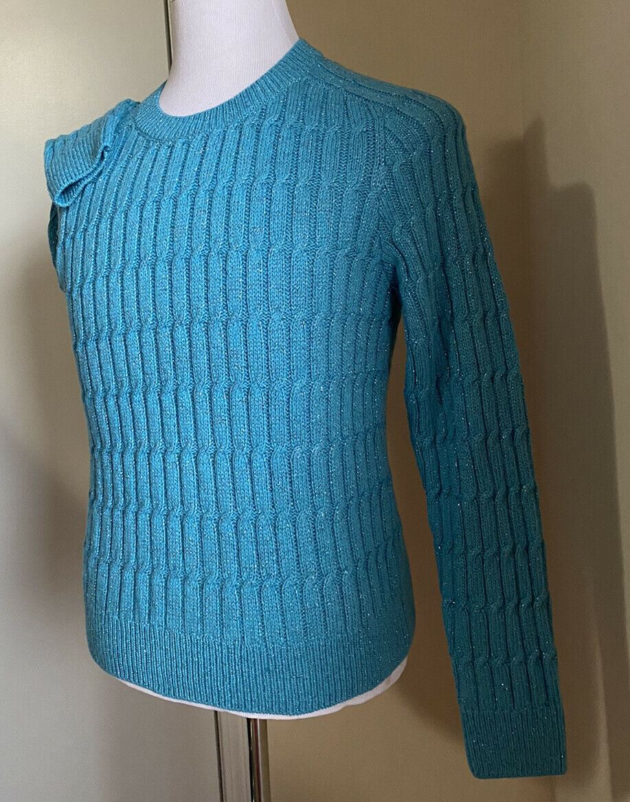 NWT $1400 Gucci Мужской свитер с круглым вырезом из шерсти и кашемира лазурный (синий) M Италия