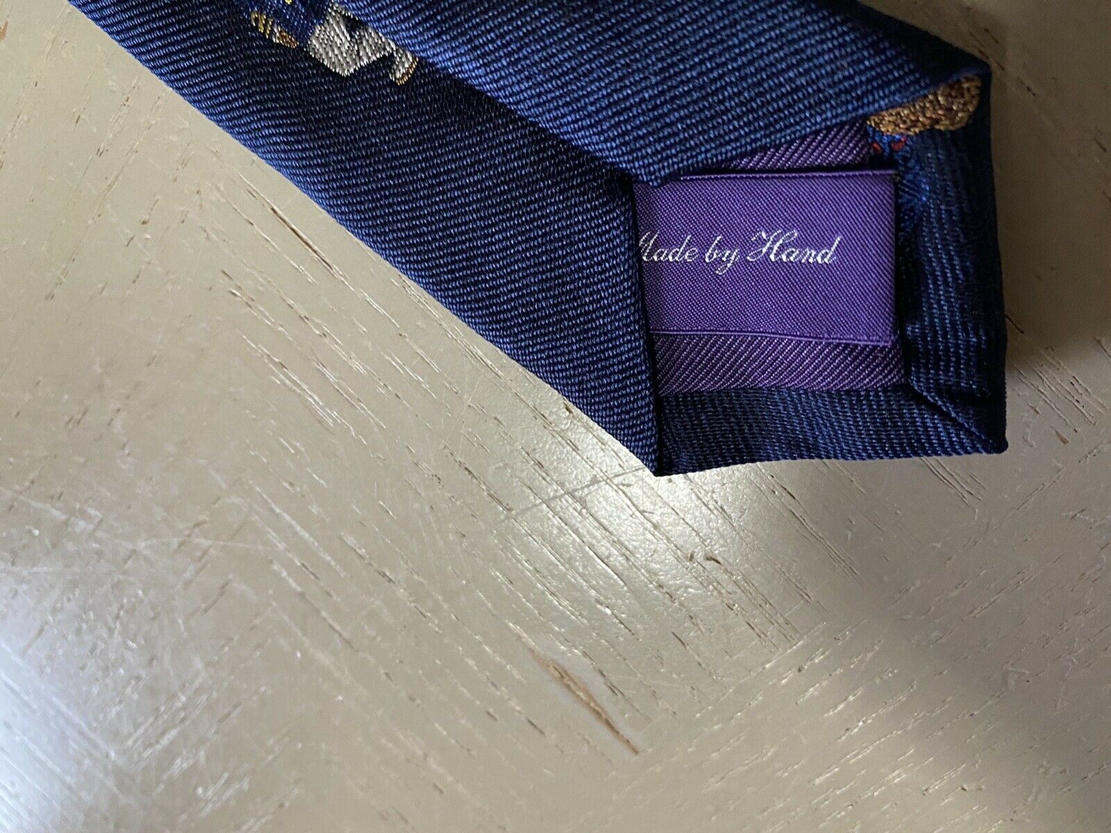 New $235 Ralph Lauren Purple Label Bear Neck Tie Navy Hand made in Italy