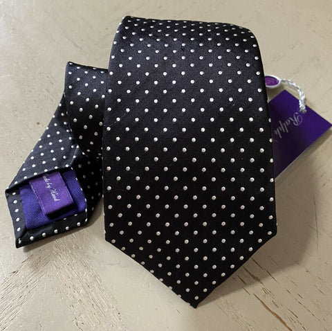 New $185 Ralph Lauren Purple Label Neck Tie Black Hand made in Italy