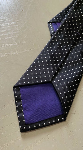 New $185 Ralph Lauren Purple Label Neck Tie Black Hand made in Italy