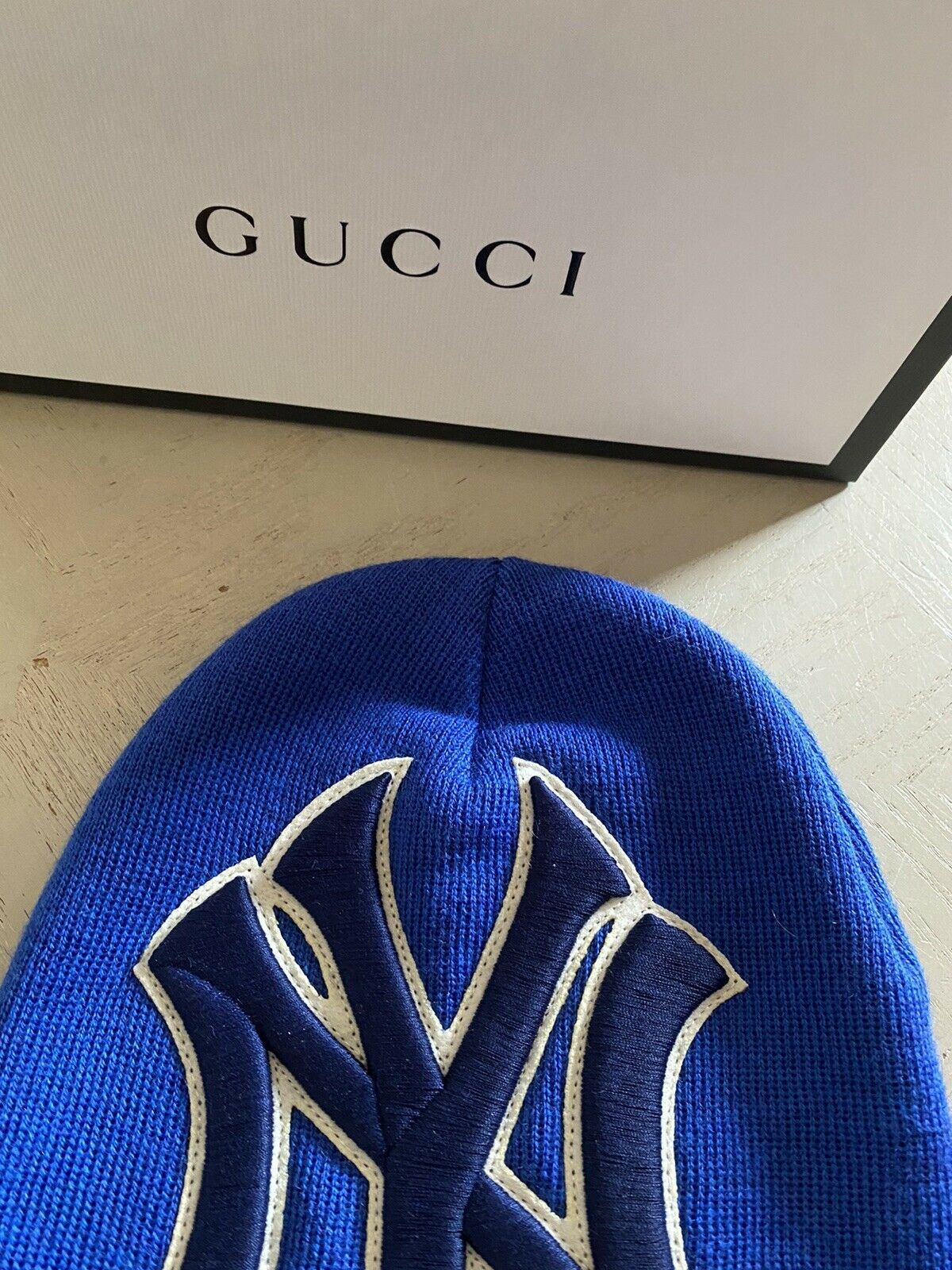 NWT Gucci Women’s Wool New York yankees Beanie Hat Blue Size M Italy