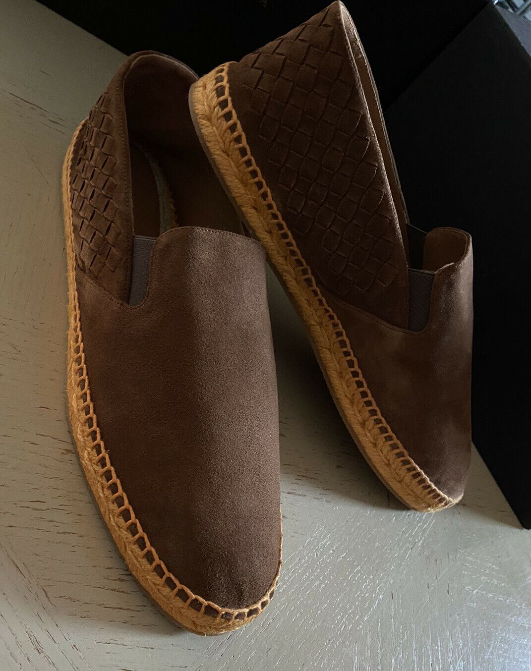 New Bottega Veneta Men Suede Espadrille Shoes Brown 12 US ( 45 Eu ) Italy