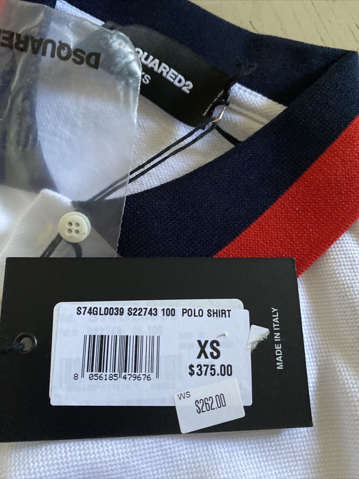 Neu mit Etikett: 375 $ Dsquared2 Herren-Poloshirt Weiß XS Italien