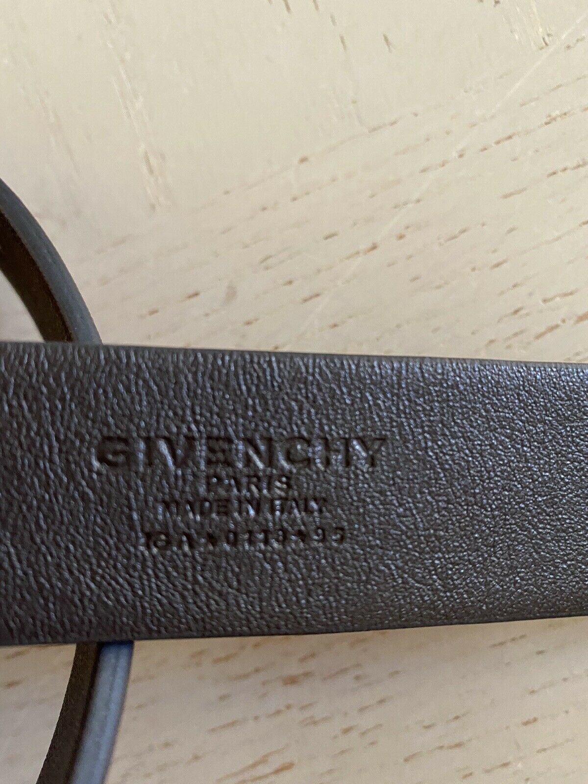 New $550 Givenchy Mens 4-G Engraved Long Genuine Leather Belt Brown 38/95 Italy