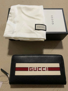 New $870 Gucci Large Wallet Gucci Monogram Black 408831 Italy