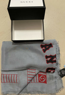 NWT $900 Gucci Men’s Shawl Angels Scarf Lead/Red Italy