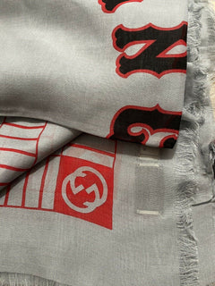 NWT $900 Gucci Men’s Shawl Angels Scarf Lead/Red Italy
