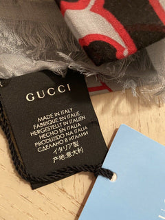 NWT $900 Gucci Men’s Shawl Angels Scarf Lead/Red Italy