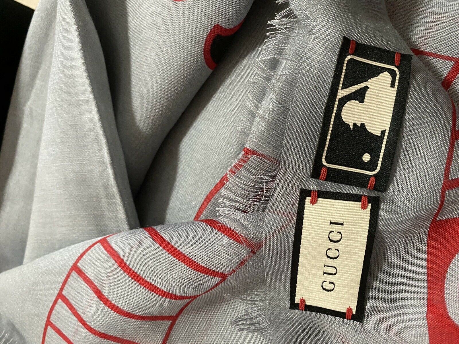 NWT $900 Gucci Men’s Shawl Angels Scarf Lead/Red Italy