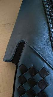 New $690 Bottega Veneta Men Leather Espadrille Shoes Blue/Black 9 US ( 42 Eu )