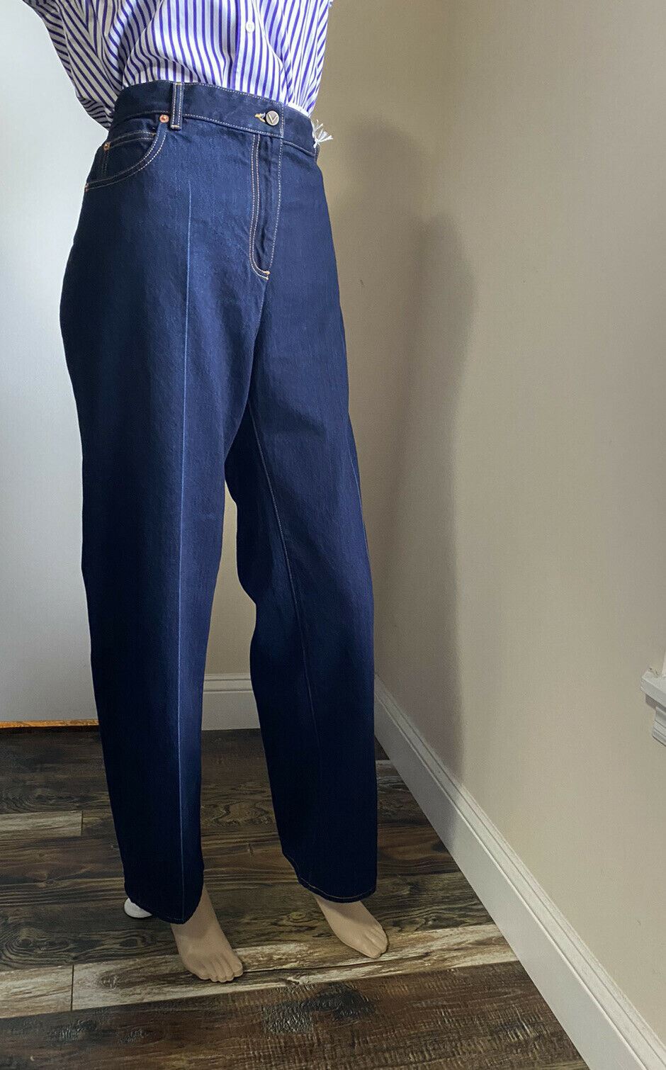 Neue 1200 $ Valentino Damen Crop Denim Flare Jeans Hose Blau 32 Italien