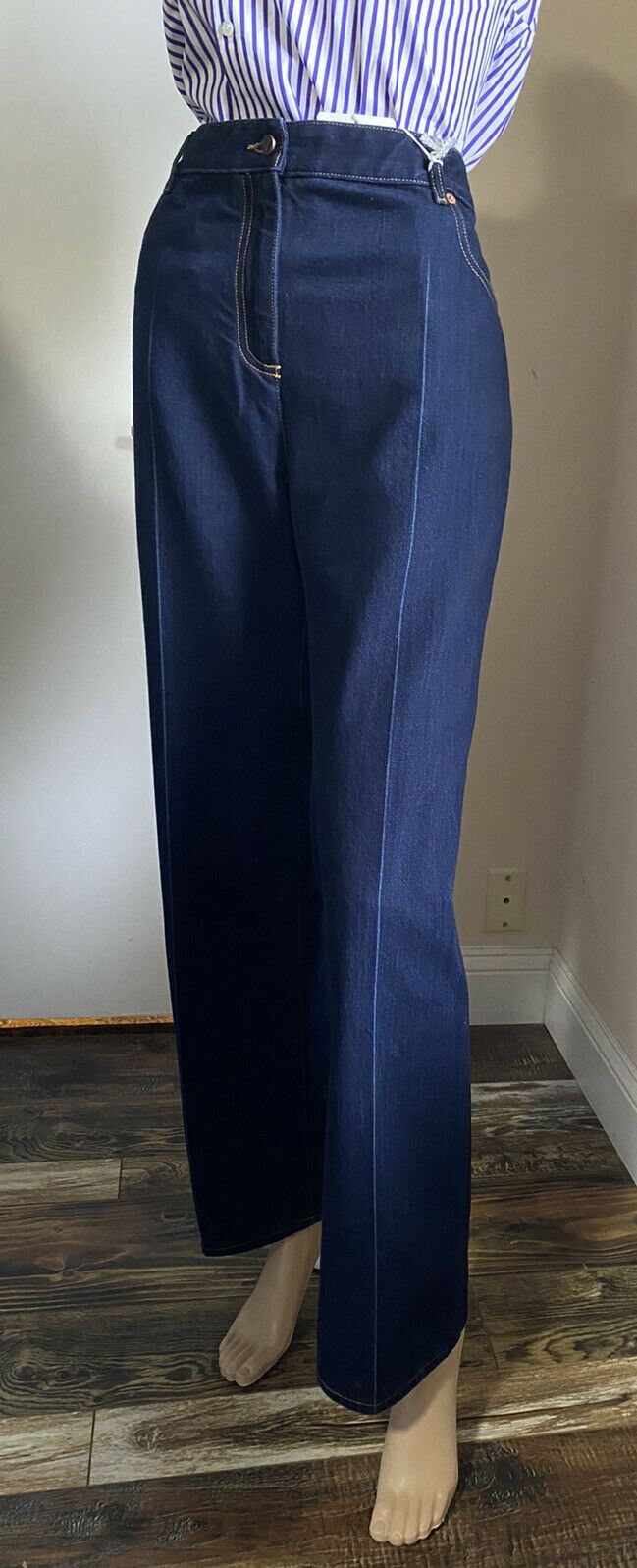 Новые женские укороченные джинсовые брюки-клеш Valentino за 1200 долларов, синие 32, Италия